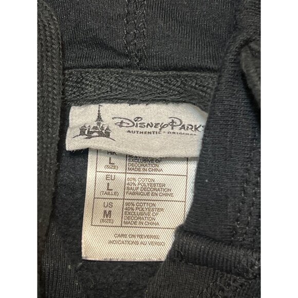 Disney Parks Minnie Mouse Black Hoodie Yellow Flower Embellishment Pocket Sz M - Picture 4 of 4